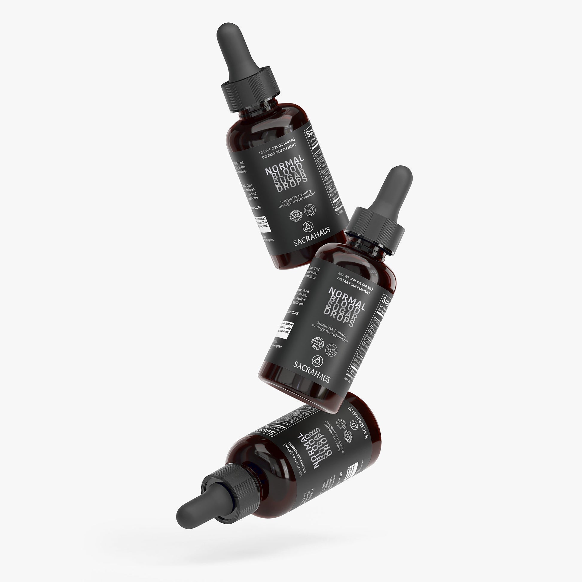 SACRAHAUS blood sugar support drops in dark glass bottles with dropper for health management